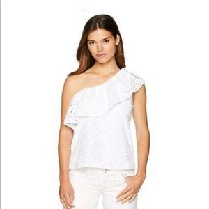 Lilly Pulitzer One Shoulder Ruffle Blouse M